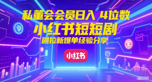 私董会会员日入4位数小红书红果短剧拉新爆单经验分享-凌秋网创