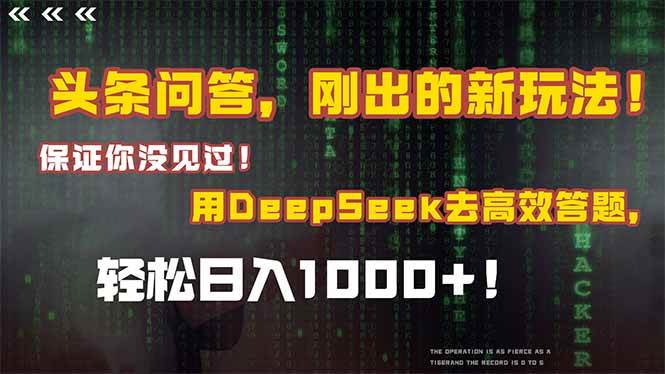 （14957期）头条问答，刚出的新玩法！保证你没见过！结合Deepseek高效答题，轻松日…-凌秋网创