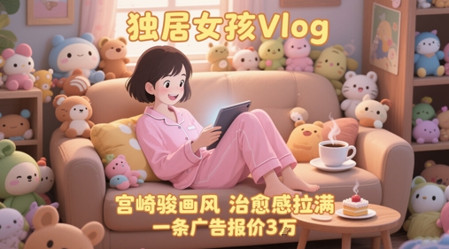 单个账号涨粉71W！用AI制作独居女孩Vlog，宫崎骏画风，治愈感拉满，一条广告报价3W-凌秋网创