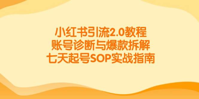 （14981期）小红书引流2.0教程，账号诊断与爆款拆解，七天起号SOP实战指南-凌秋网创