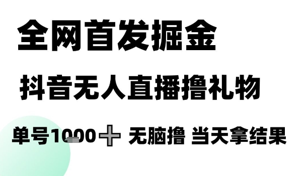 全网首发掘金抖音无人直播撸礼物，单号1k +无脑撸，当天拿结果【揭秘】-凌秋网创