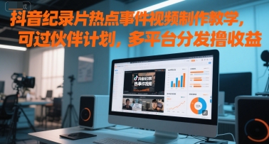 抖音纪录片热点事件视频制作教学，可过伙伴计划，多平台分发撸收益-凌秋网创