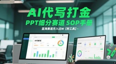AI代写打金，PPT细分赛道SOP手册，蓝海赛道月入过W【附工具】-凌秋网创