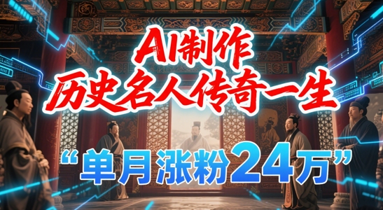 暴力起号！用AI制作历史名人传奇一生，单月涨粉24W，涨粉+变现赛道黑马来了-凌秋网创