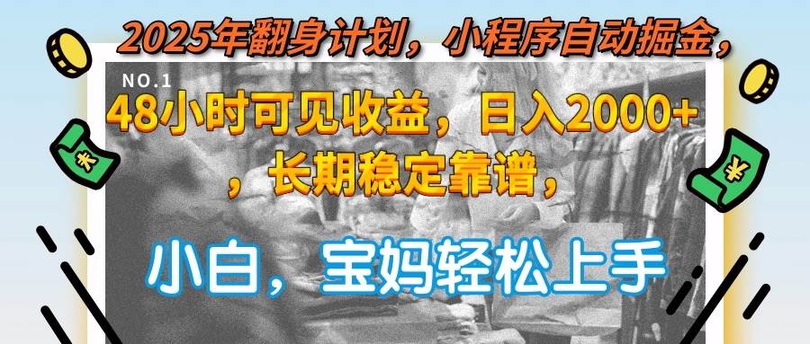 （15082期）2025年翻身计划，小程序自动掘金48小时可见收益，日入2000+，长期稳定…-凌秋网创