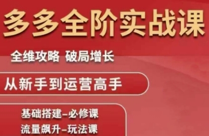 拼多多全阶实战课程，全维攻略，破局增长，从新手到运营高手-凌秋网创