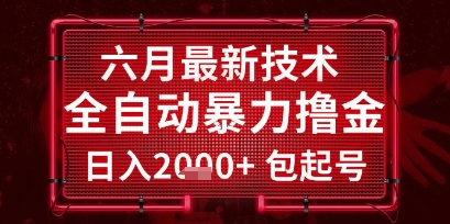 六月最新技术全自动暴力撸金，稳定日入2k+包起号，长期稳定【揭秘】-凌秋网创