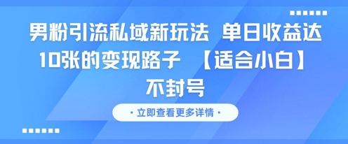 男粉引流私域新玩法，单日收益达10张的变现路子 【适合小白】不封号-凌秋网创