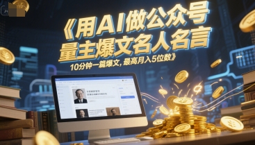 用AI做公众号流量主爆文名人名言，10分钟一篇爆文，最高月入5位数-凌秋网创