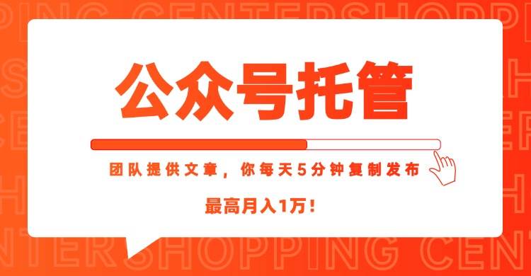 （15109期）【公众号托管 】我提供文章，你每天５分钟复制发布，最高月入1W-凌秋网创