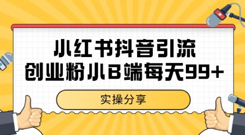 小红书抖音创业粉，小B端粉自热 日引99+的一个玩法【揭秘】-凌秋网创