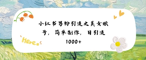 小红书男粉引流项目之美女账号6，简单制作，条条爆款原创，不违规-凌秋网创