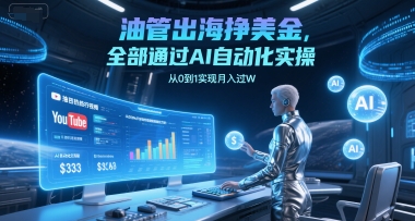 油管出海挣美金，全部通过AI自动化实操，从0到1实现月入过W-凌秋网创
