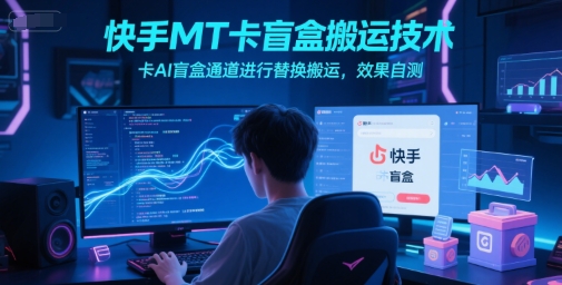 快手MT卡盲盒搬运技术，卡AI盲盒通道进行替换搬运，效果自测-凌秋网创