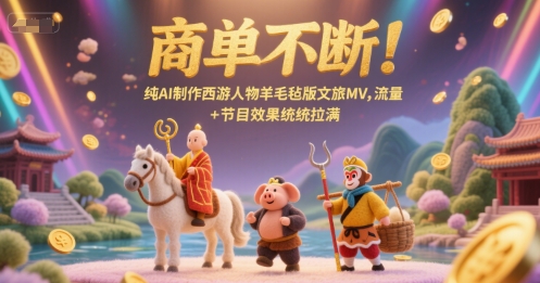 商单不断！纯AI制作西游人物羊毛毡版文旅MV，流量+节目效果统统拉满-凌秋网创