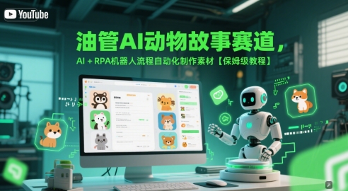 油管AI动物故事赛道，AI+RPA机器人流程自动化制作素材【保姆级教程】-凌秋网创