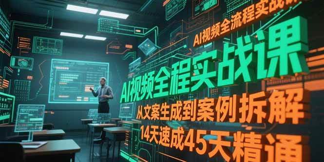 （15172期）AI视频全流程实战课，从文案生成到案例拆解，14天速成45天精通-凌秋网创