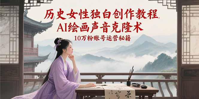 （15186期）历史女性独白创作教程，AI绘画声音克隆术，10万粉账号运营秘籍-凌秋网创