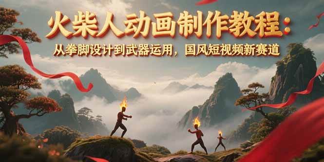 火柴人动画制作教程：从拳脚设计到武器运用，国风短视频新赛道-凌秋网创