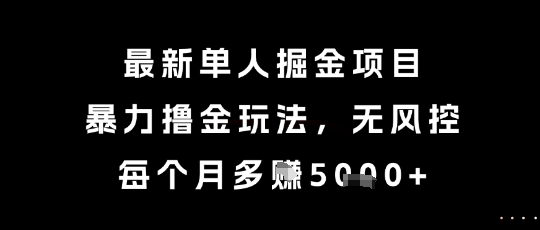 最新单人掘金项目，暴力撸金玩法，无风控，每个月多挣5k+【揭秘】-凌秋网创