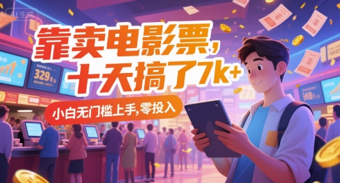靠卖电影票，十天搞了7k+，小白无门槛上手，零投入【揭秘】-凌秋网创