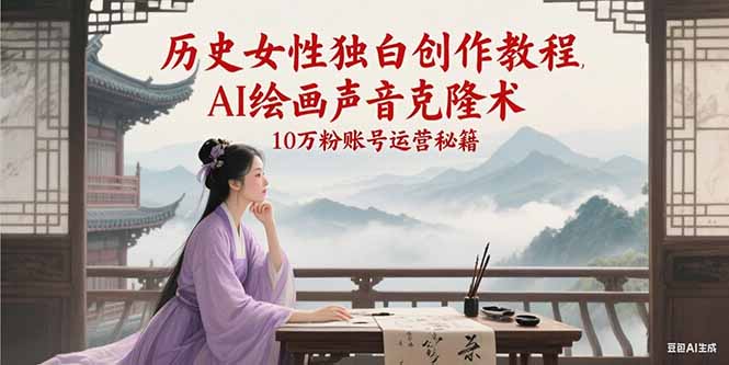 历史女性独白创作教程，AI绘画声音克隆术，10万粉账号运营秘籍-凌秋网创