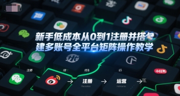 新手低成本从0到1注册并搭建多账号全平台矩阵操作教学，手机号-邮箱-IP-工具-凌秋网创