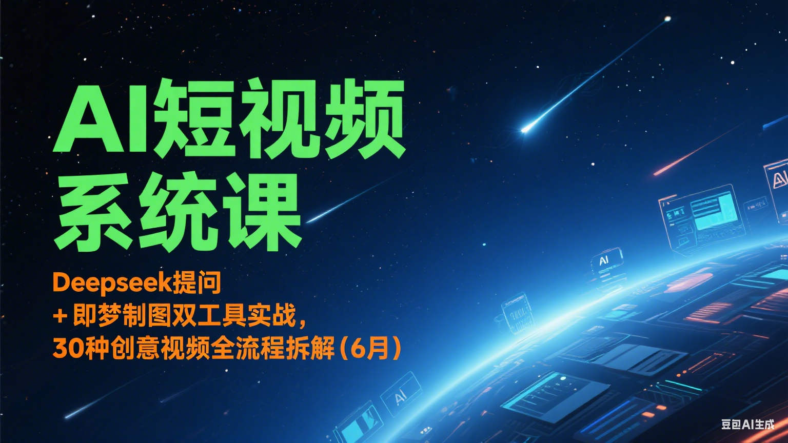 AI短视频系统课：Deepseek提问 + 即梦制图双工具实战，30种创意视频全流程拆解(6月)-凌秋网创