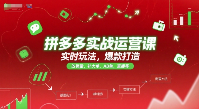 拼多多实战运营课，实时玩法，爆款打造，改销量，补大单，AB单，直播等（更新2025月）-凌秋网创