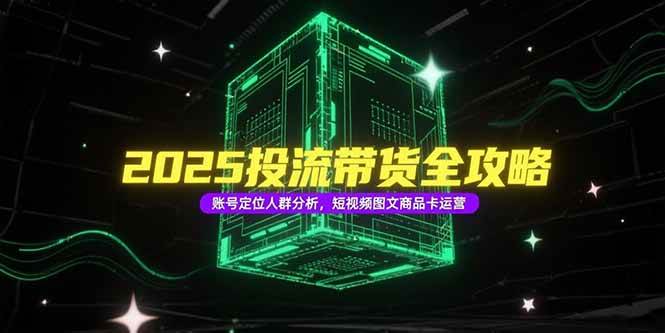（15233期）2025投流带货全攻略，账号定位人群分析，短视频图文商品卡运营-凌秋网创