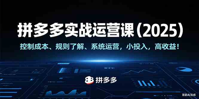 拼多多实战运营课（2025），控制成本、规则了解、系统运营，小投入，高收益！-凌秋网创