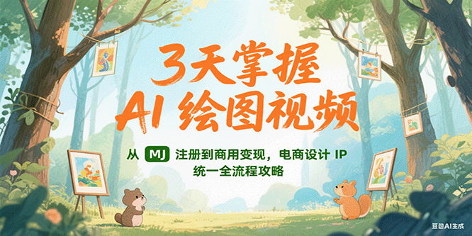 3天掌握AI绘图视频，从MJ 注册到商用变现，电商设计IP统一全流程攻略-凌秋网创