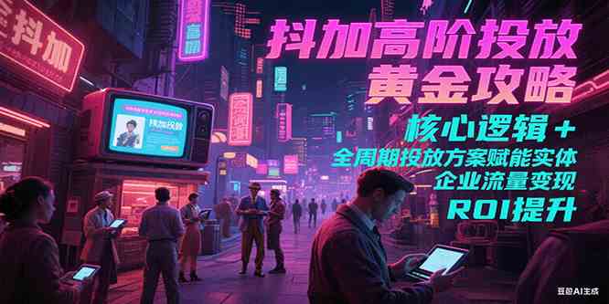 抖加高阶投放黄金攻略：核心逻辑全周期投放方案赋能实体企业流量变现 ROI 提升-凌秋网创
