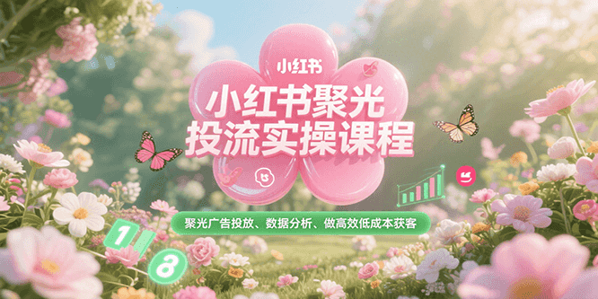 小红书聚光投流实操课程，聚光广告投放、数据分析、做高效低成本获客-凌秋网创