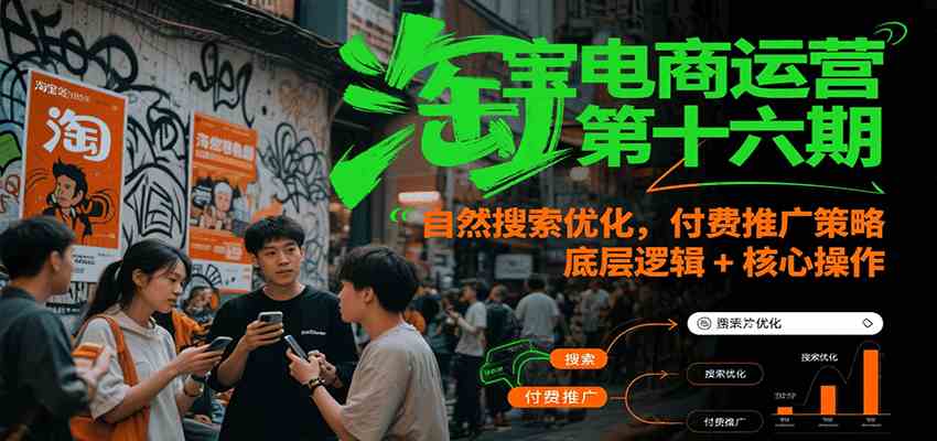 淘宝电商运营第十六期，自然搜索优化，付费推广策略，底层逻辑+核心操作-凌秋网创