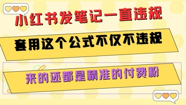 小红书发笔记一直违规，套用这个公式不仅不违规，来的还都是精准的付费粉-凌秋网创