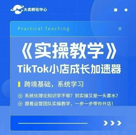 大卖家孵化中心TikTok实操课，TikTok小店成长加速器，跨境基础系统学习，一步一步带你开店-凌秋网创