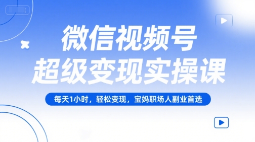微信视频号超级变现实操课，每天1小时，轻松变现，宝妈职场人副业首选-凌秋网创