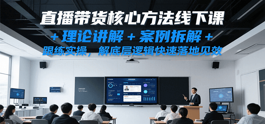 直播带货核心方法线下课，理论讲解+案例拆解+跟练实操，解底层逻辑快速落地见效-凌秋网创