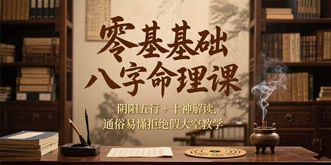 （15283期）零基础八字命理课，阴阳五行+十神解读，通俗易懂拒绝假大空教学-凌秋网创