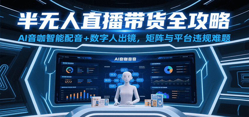 半无人直播带货全攻略：AI音咖智能配音+数字人出镜，解决账号矩阵与平台违规难题-凌秋网创