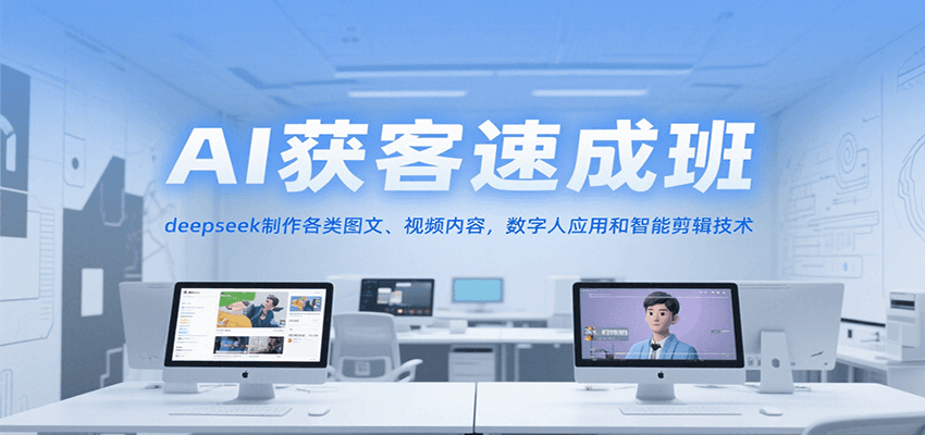 AI获客速成班，deepseek制作各类图文、视频内容，数字人应用和智能剪辑技术-凌秋网创