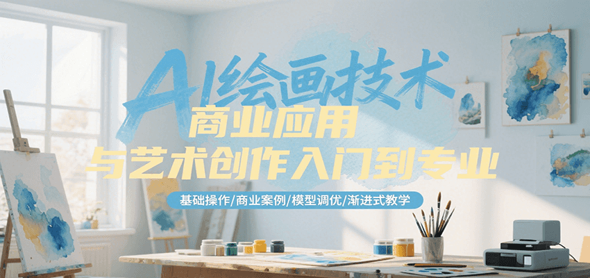 AI绘画技术商业应用与艺术创作入门到专业，基础操作/商业案例/模型调优/渐进式教学-凌秋网创