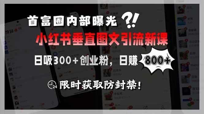 （15313期）首富圈内部曝光小红书垂直图文引流新课，日吸300+创业粉，日赚800+，限…-凌秋网创
