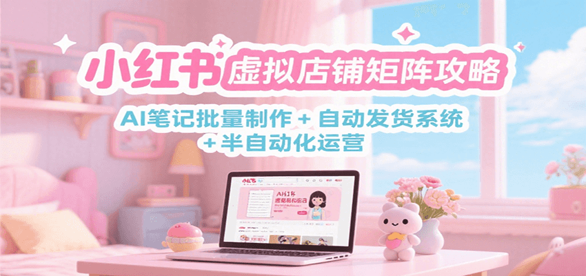 小红书虚拟店铺矩阵攻略：AI笔记批量制作 + 自动发货系统 + 半自动化运营-凌秋网创
