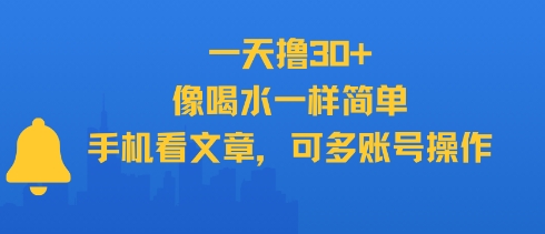 一天撸30+，像喝水一样简单，手机看文章，可多账号操作-凌秋网创