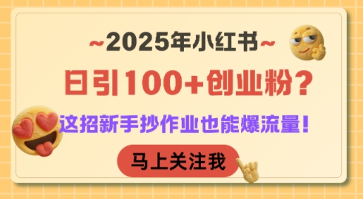 2025年小红书日引100+创业粉？这招新手抄作业也能爆流量！-凌秋网创