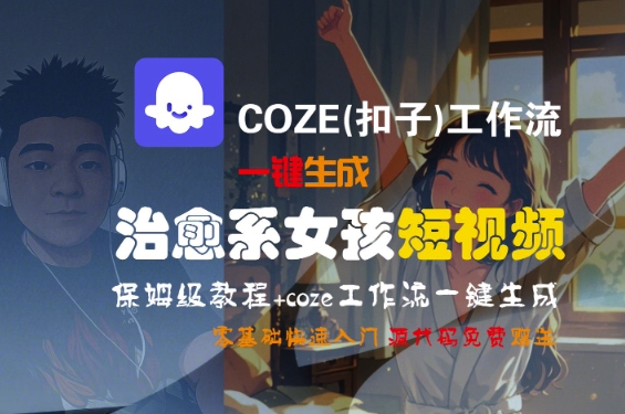 COZE(扣子)工作流一键生成治愈系女孩短视频，保姆级教程，零基础快速入门-凌秋网创