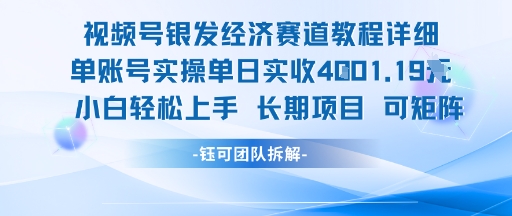 视频号银发经济赛道单账号实操单日实收1k+，小白轻松上手长期项目-凌秋网创