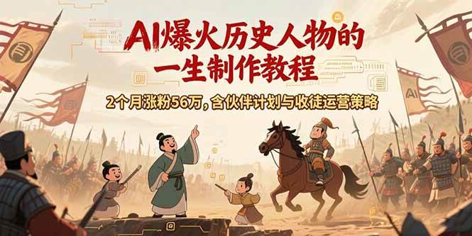 （15336期）AI历史人物赛道课程，2个月涨粉56万，含伙伴计划与收徒运营策略-凌秋网创